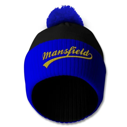 Mansfield-inspired retro-style football bobble hat with embroidered detailing from Football Art Online.