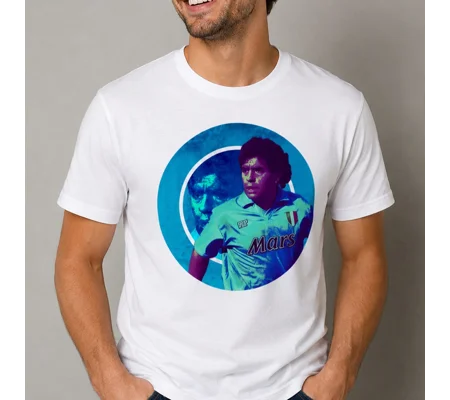 Maradona Napoli-Inspired Fan Art White T-Shirt