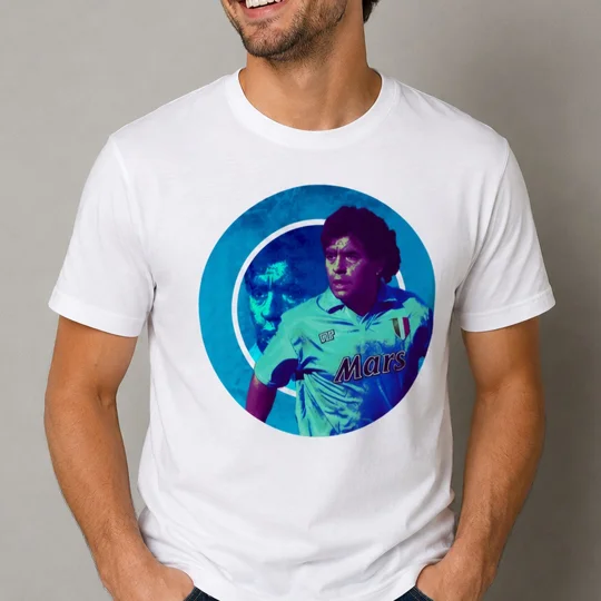 Maradona Napoli-Inspired Fan Art White T-Shirt