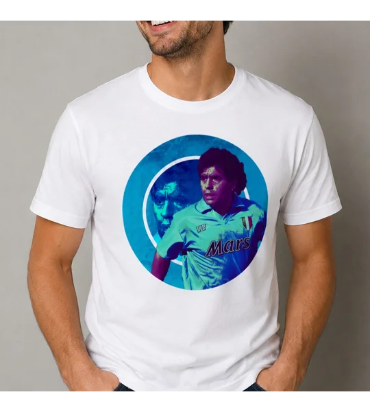 Maradona Napoli-Inspired Fan Art White T-Shirt