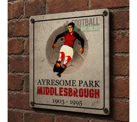 Ayresome Park Vintage Metal Wall Sign | Middlesbrough-Inspired Football Gift