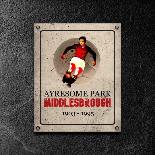 Middlesbrough-inspired Ayresome Park retro metal football wall sign