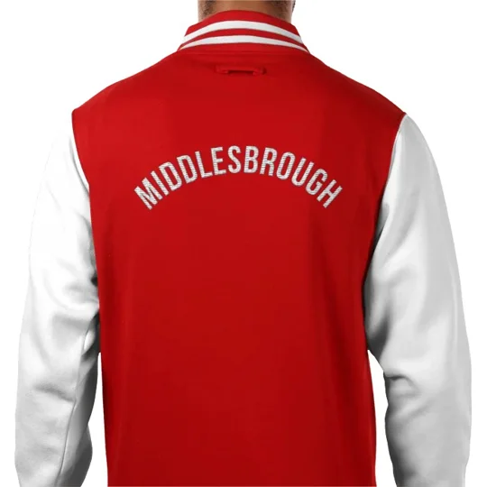 Middlesbrough-inspired retro embroidered two-tone varsity jacket