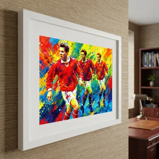 Middlesbrough-inspired Juninho tribute football framed print with retro abstract artwork