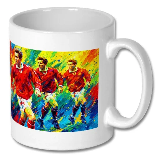 Juninho Middlesbrough-inspired retro football mug with colourful artwork