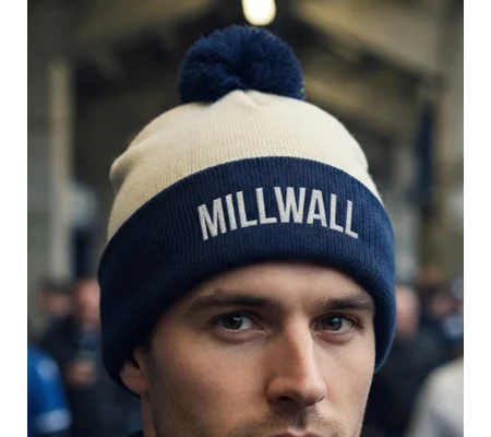 Millwall-Inspired Retro-Style Embroidered Football Bobble Hat