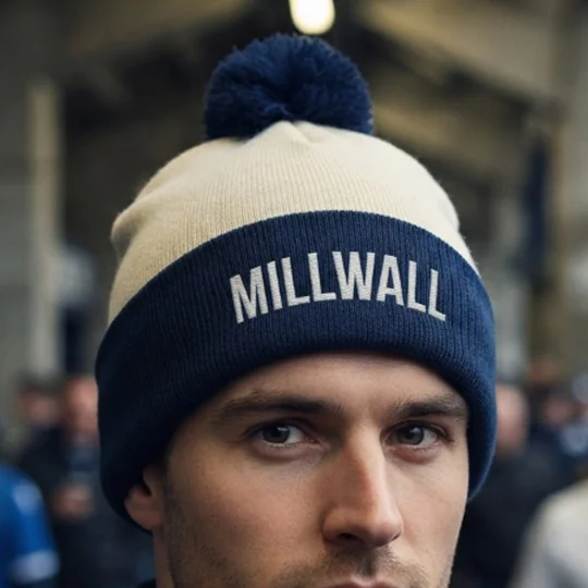 Millwall-inspired retro-style embroidered football bobble hat