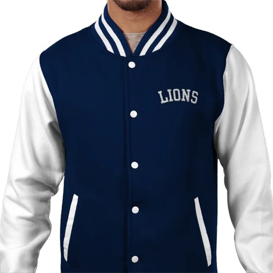 Two-tone Millwall-inspired football varsity jacket with contrast sleeves