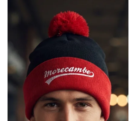 Morecambe-Inspired Retro-Style Embroidered Football Bobble Hat