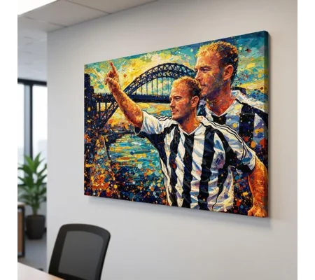 Newcastle Shearer Football Canvas Art Print | Soccer Wall Art