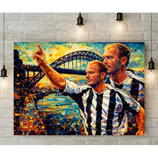 Newcastle Shearer Football Canvas Art Print | Soccer Wall Art