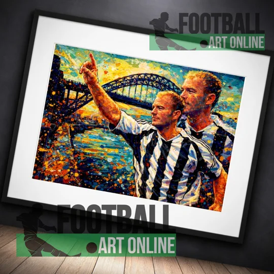 Newcastle Shearer Football Framed Art Print | Soccer Wall Art