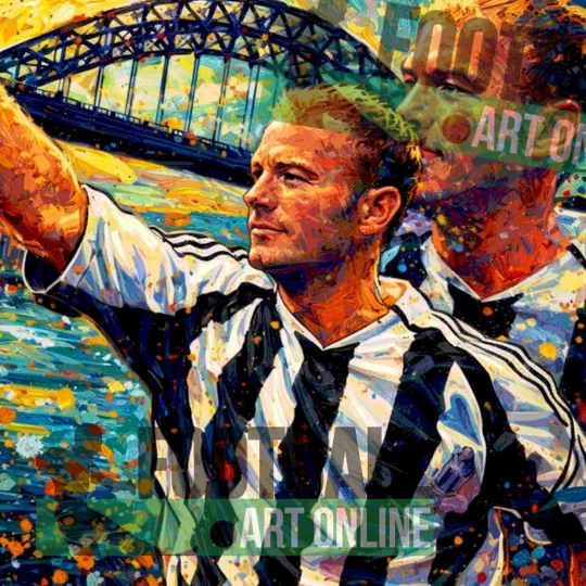Newcastle Shearer Football Digital Art Print | Soccer Wall Art