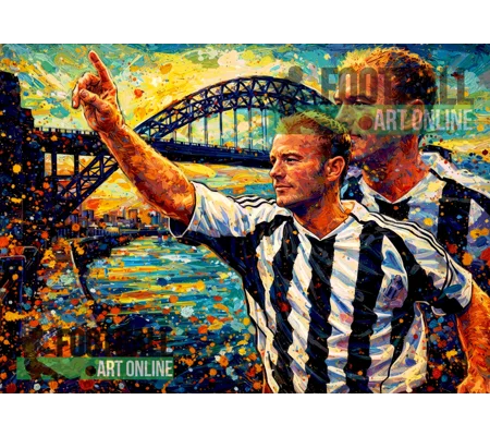 Newcastle Shearer Football Digital Art Print | Soccer Wall Art