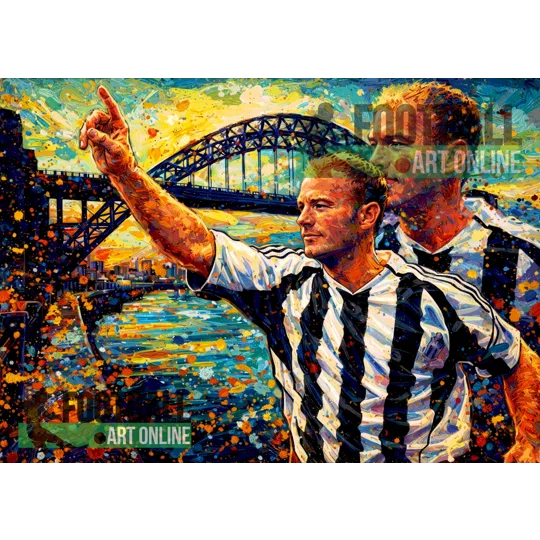 Newcastle Shearer Football Digital Art Print | Soccer Wall Art