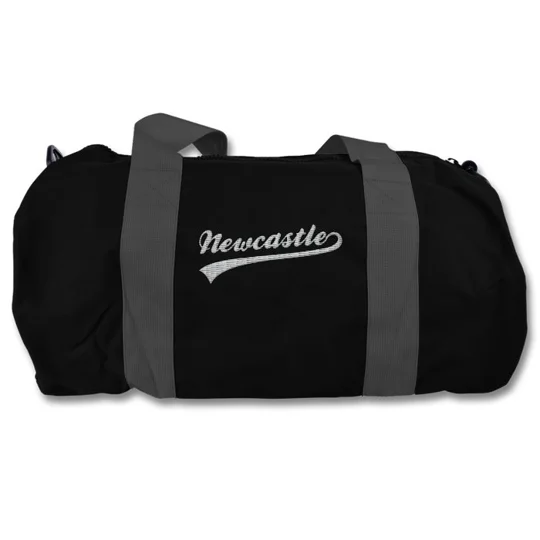 Newcastle-inspired retro style football holdall with embroidered detailing