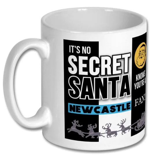 Newcastle-inspired Secret Santa mug, a football Christmas gift idea for Magpies supporters