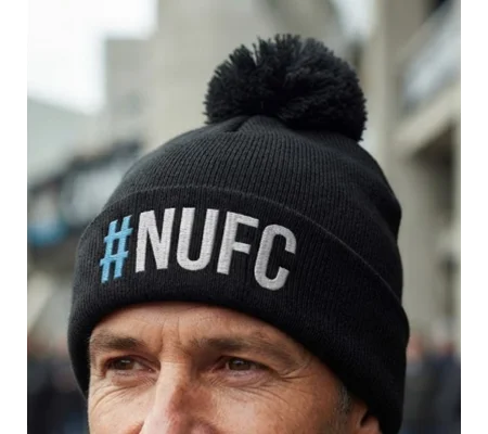 Newcastle-Inspired Embroidered Retro Football Bobble Hat