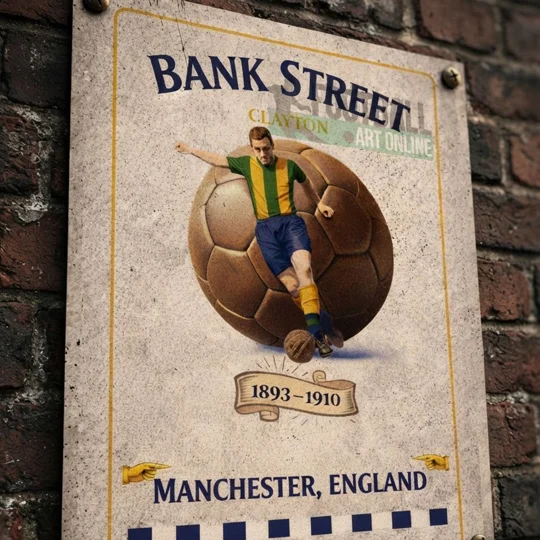 Bank Street Manchester vintage metal wall sign