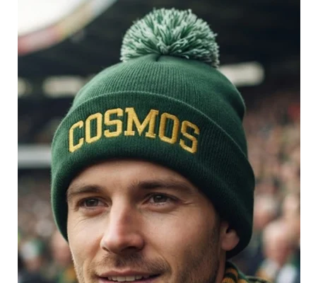 NY Cosmos-Inspired Embroidered Retro Football Bobble Hat