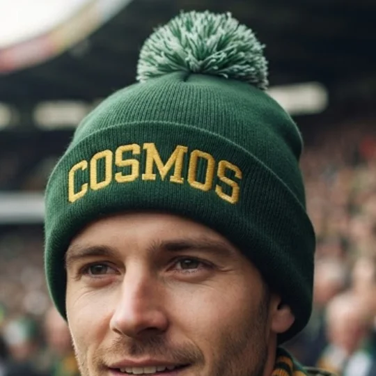 NY Cosmos-Inspired embroidered retro football bobble hat