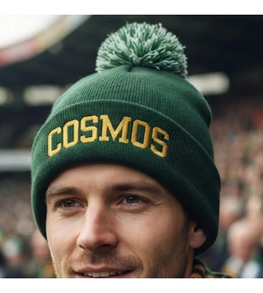NY Cosmos-Inspired embroidered retro football bobble hat
