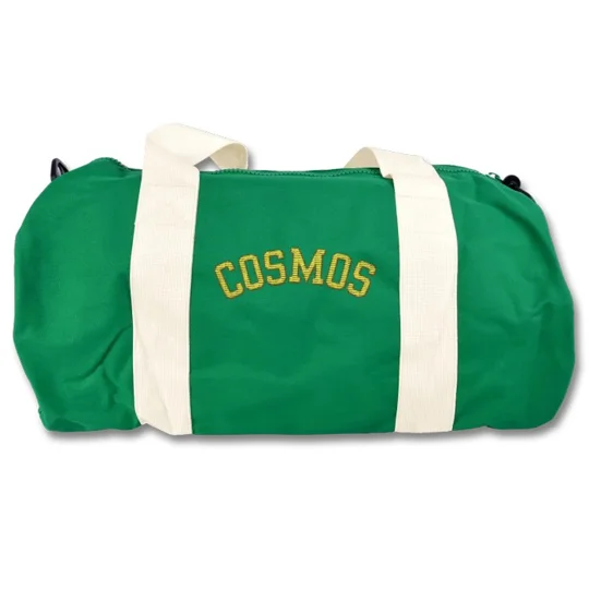 Cosmos-inspired retro football holdall kitbag with embroidered vintage-style detailing.