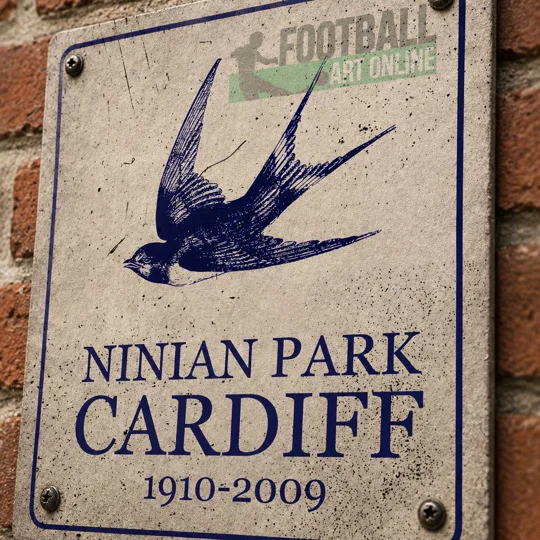 Ninian Park vintage-style metal wall sign, Cardiff-inspired football gift