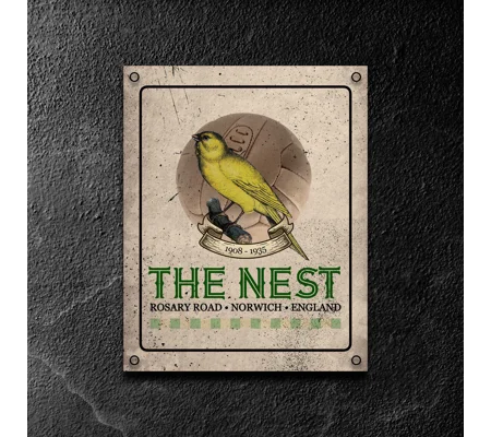 The Nest Vintage Metal Wall Sign | Norwich-Inspired Football Gift