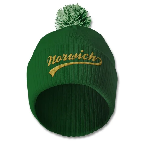 Norwich-inspired embroidered retro-style football bobble hat