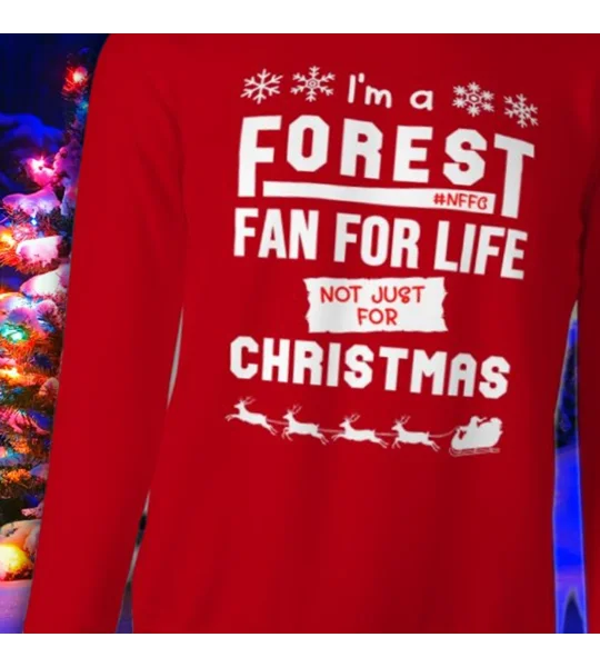 Christmas football fan sweatshirt with Nottingham Forest-inspired design