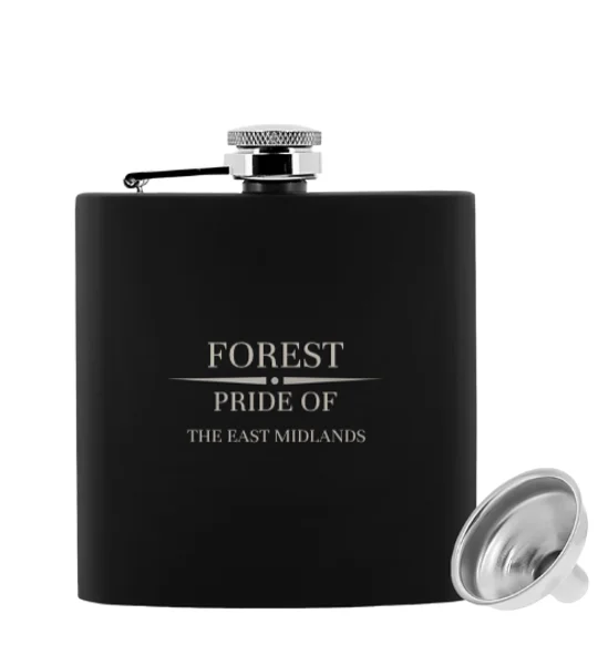 Nottingham Forest-inspired 6oz luxury black hip flask for football fans