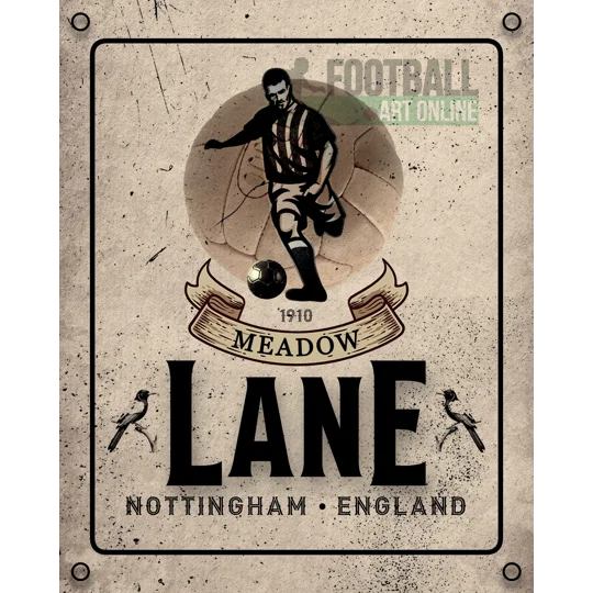 Vintage Meadow Lane metal sign football fan gift for Nottingham supporters