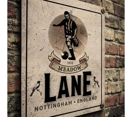 Meadow Lane Vintage Metal Wall Sign | Nottingham-Inspired Football Gift