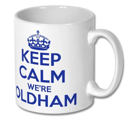 Oldham-Inspired Keep Calm Vintage-Style Fan Gift Mug