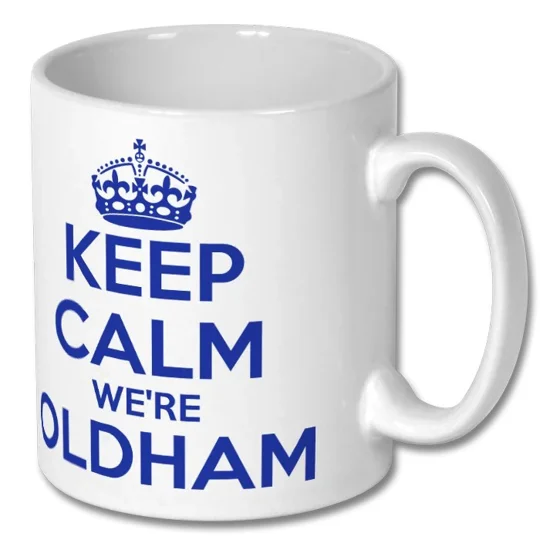 Oldham-Inspired Keep Calm Vintage-Style Fan Gift Mug