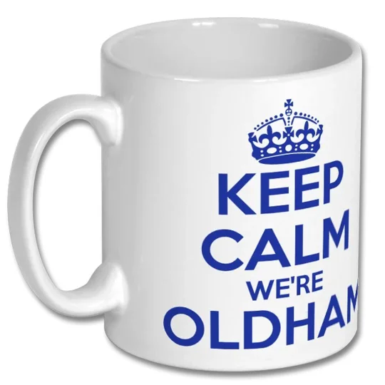 Oldham-Inspired Keep Calm Vintage-Style Fan Gift Mug