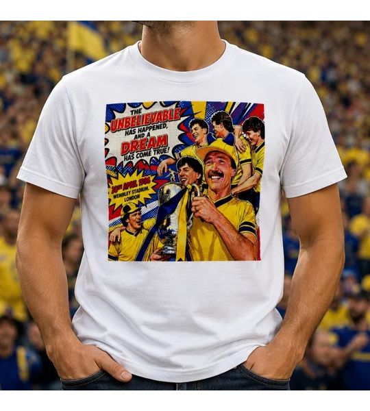 Oxford 1986 cup winning-inspired pop-art football tribute white T-shirt