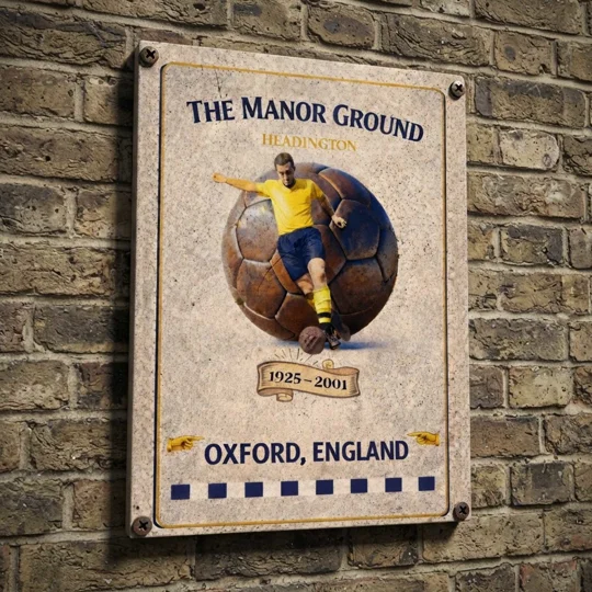 The Manor Ground vintage metal wall sign Oxford-inspired football gift