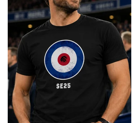 Crystal Palace-Inspired Mod Target Retro Black T-Shirt