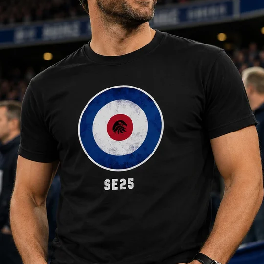 Crystal Palace-Inspired Mod Target Retro Black T-Shirt