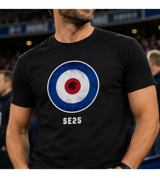 Crystal Palace-Inspired Mod Target Retro Black T-Shirt