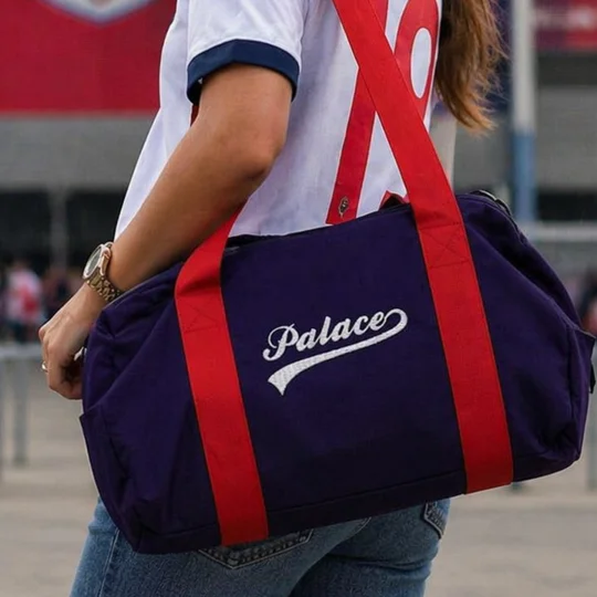 Crystal Palace-inspired retro style football holdall vintage kitbag with embroidered design