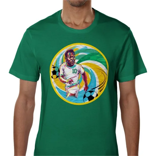 Pele NY Cosmos-Inspired Caricature Retro Fan Green T-Shirt