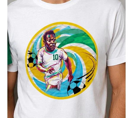 Pele NY Cosmos-Inspired Caricature Retro Fan T-Shirt