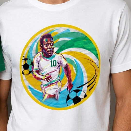 Pele NY Cosmos-Inspired Caricature Retro Fan T-Shirt