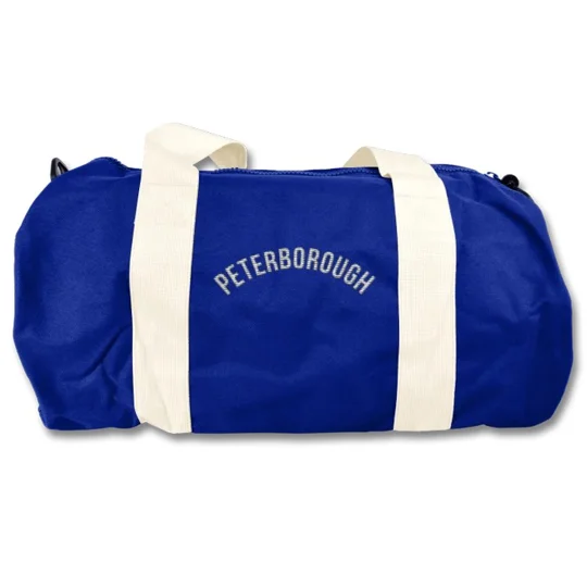 Peterborough United-inspired retro football holdall kitbag with embroidered detailing.