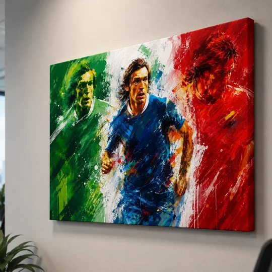 Andrea Pirlo canvas-inspired retro pop-art football artwork for wall display