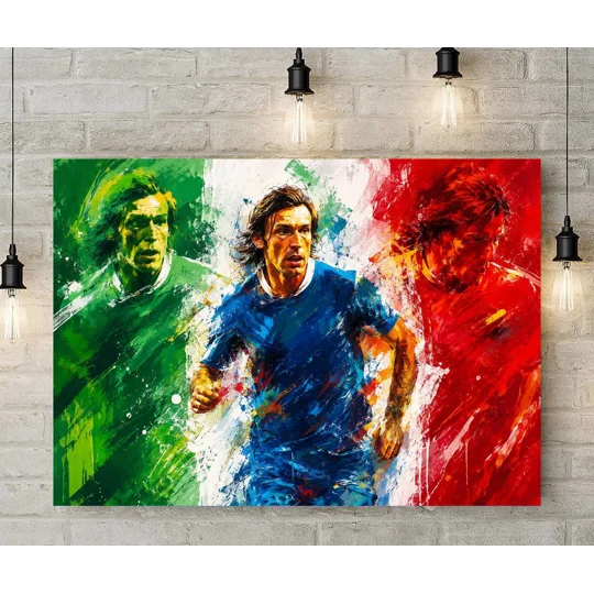 Italy Italia football-inspired Andrea Pirlo retro canvas print wall art