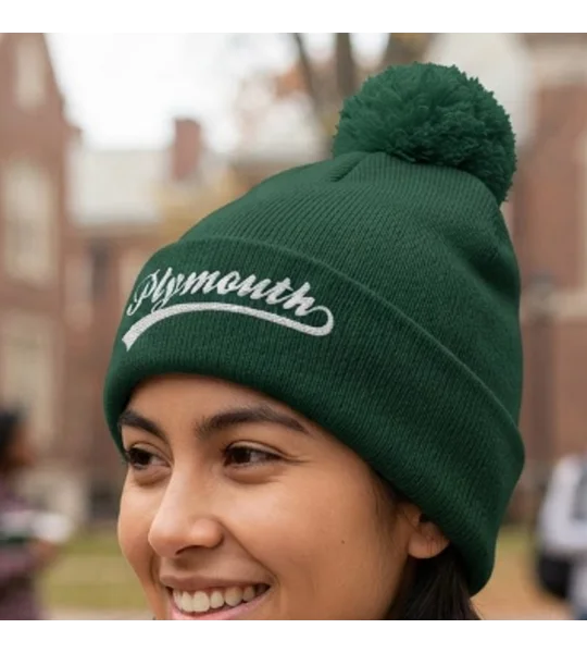 Plymouth-inspired retro football bobble hat with embroidered design